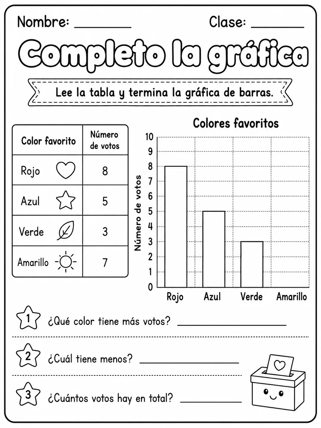 2.º grado - datos, tablas y gráficas - Paquete de fichas página 3 vista previa imprimible