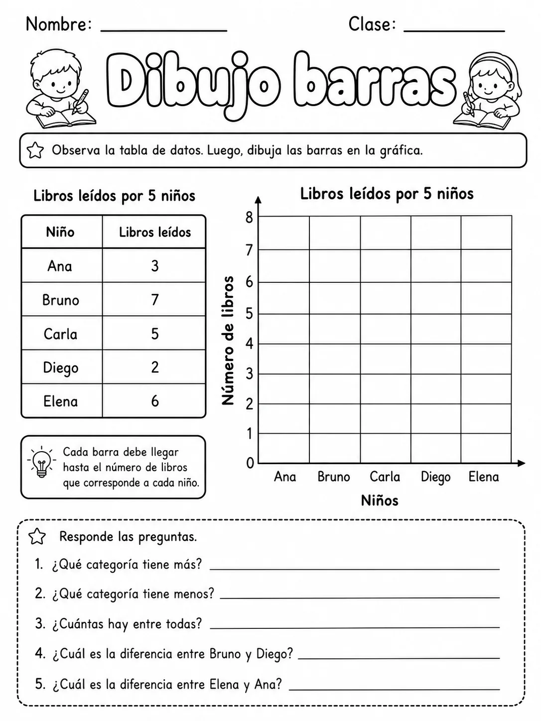 2.º grado - datos, tablas y gráficas - Paquete de fichas página 5 vista previa imprimible