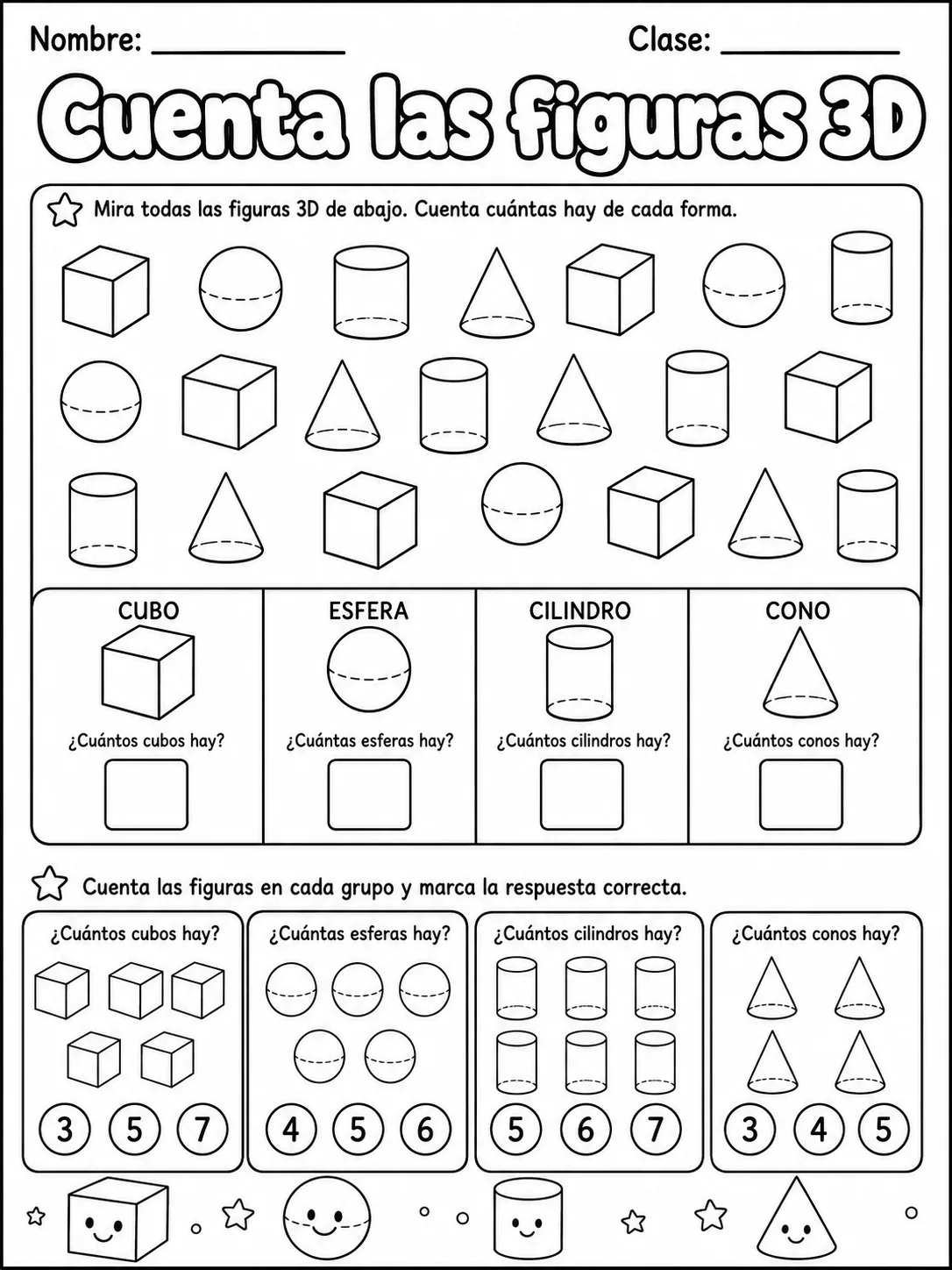 2.º grado - figuras 3D - Paquete de fichas página 4 vista previa imprimible