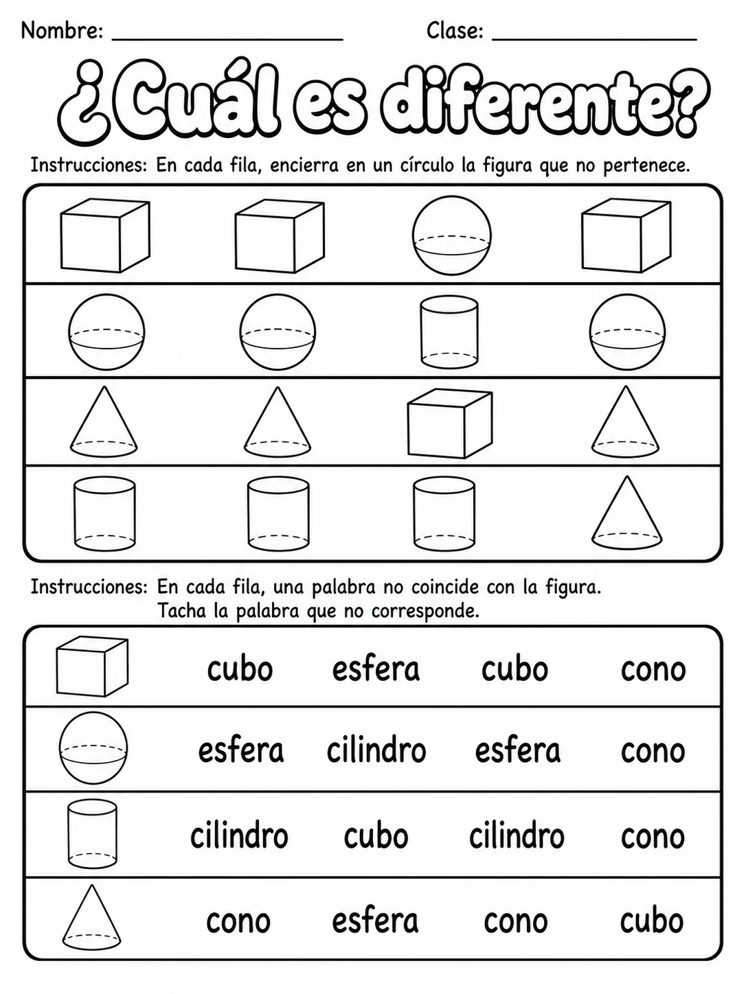 2.º grado - figuras 3D - Paquete de fichas página 8 vista previa imprimible