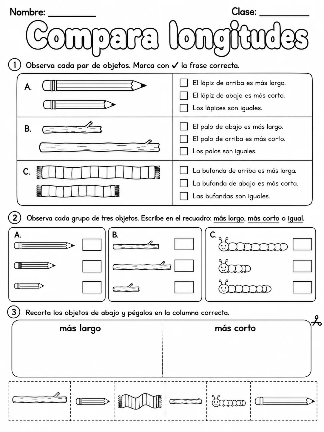 2.º grado - medidas de longitud, masa y capacidad - Paquete de fichas - Conjunto 2 página 2 vista previa imprimible