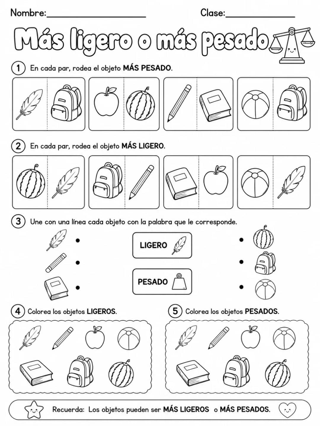 2.º grado - medidas de longitud, masa y capacidad - Paquete de fichas - Conjunto 3 vista previa imprimible de matemáticas en KiwiBee