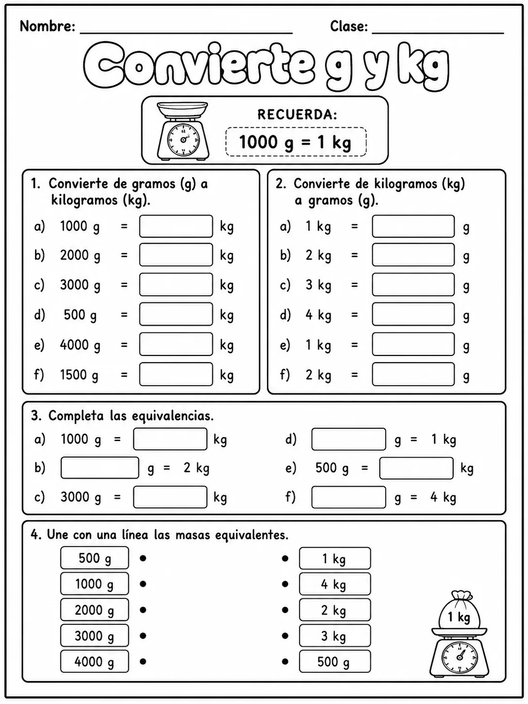2.º grado - medidas de longitud, masa y capacidad - Paquete de fichas - Conjunto 3 página 5 vista previa imprimible