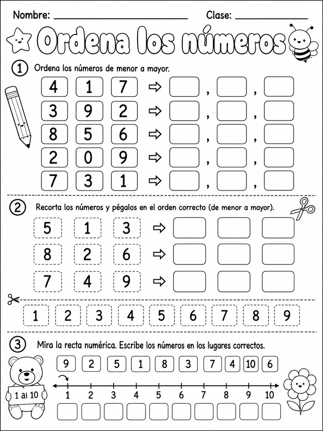 2.º grado - repaso mixto: comparación y orden de números - Paquete de fichas - Conjunto 2 vista previa imprimible de matemáticas en KiwiBee