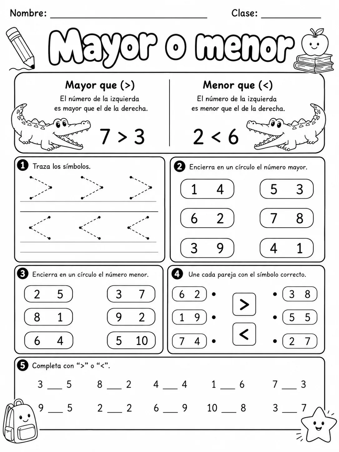 2.º grado - repaso mixto: comparación y orden de números - Paquete de fichas vista previa imprimible de matemáticas en KiwiBee
