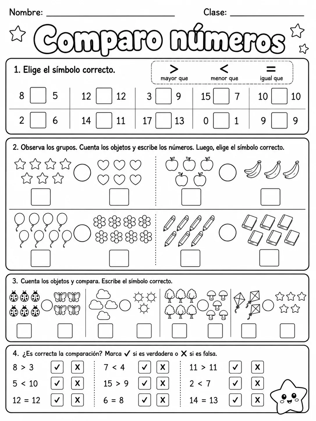 2.º grado - repaso mixto: comparación y orden de números - Paquete de fichas página 2 vista previa imprimible