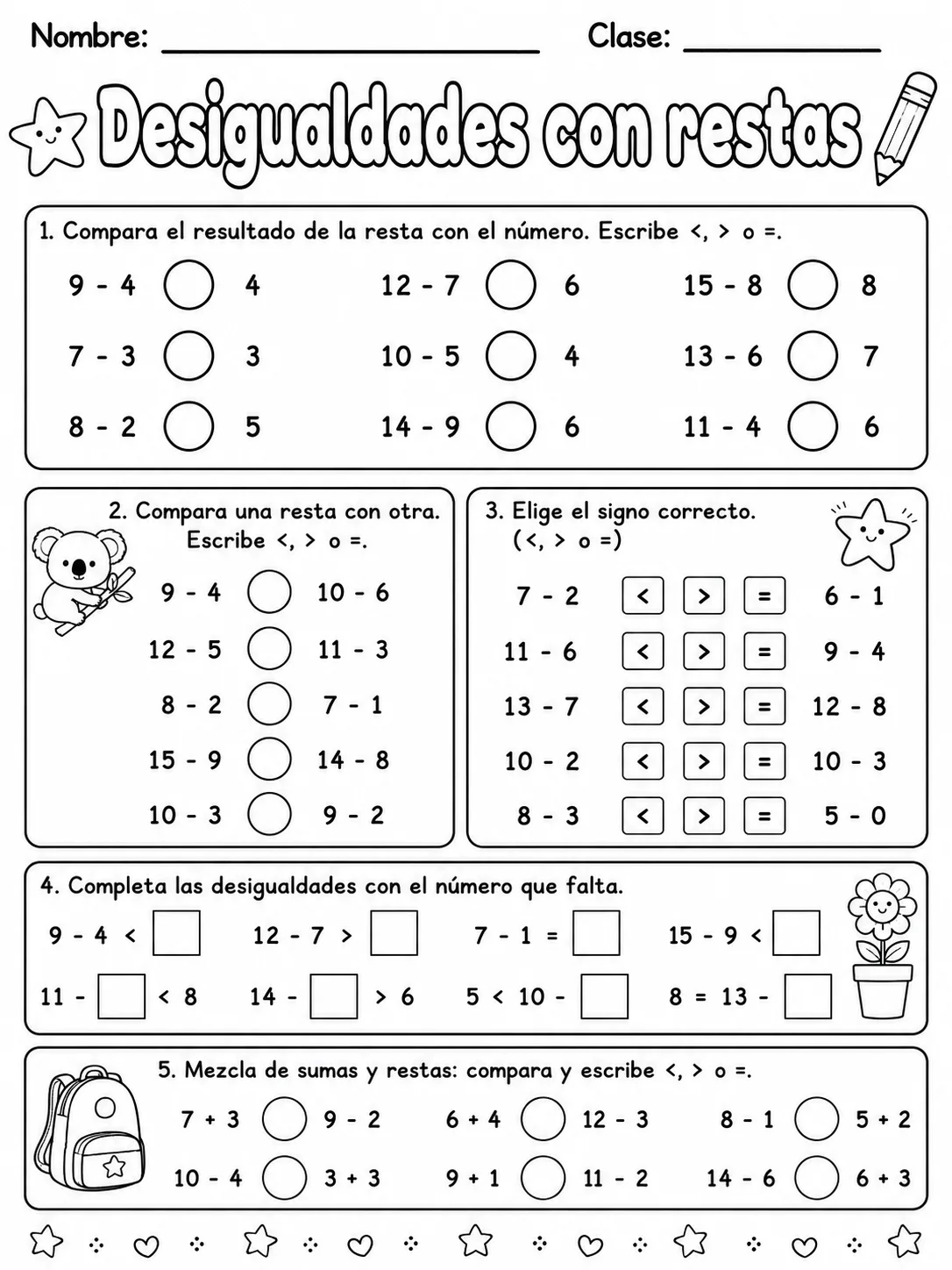 2.º grado - repaso mixto: comparación y orden de números - Paquete de fichas página 8 vista previa imprimible