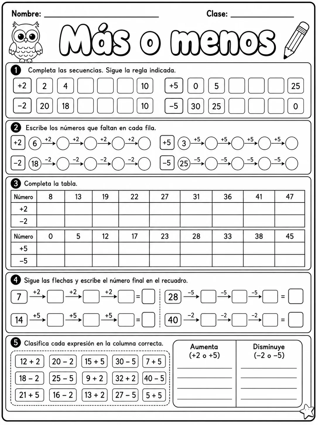 2.º grado - repaso mixto: patrones y secuencias - Paquete de fichas página 3 vista previa imprimible