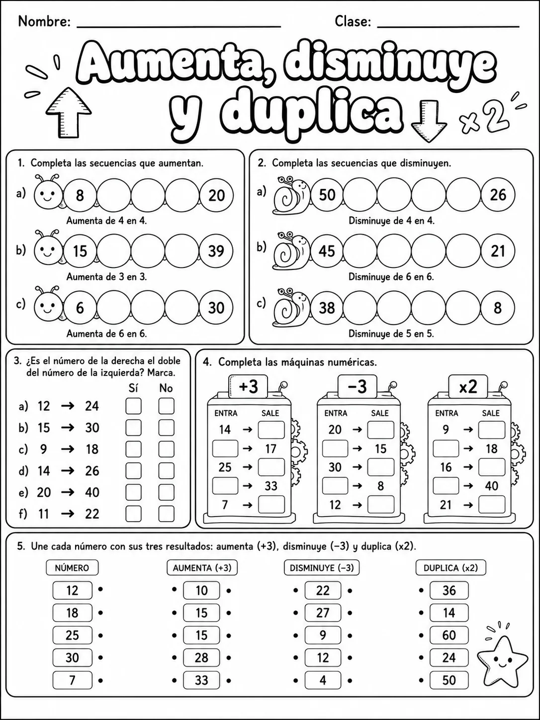 2.º grado - repaso mixto: patrones y secuencias - Paquete de fichas página 5 vista previa imprimible