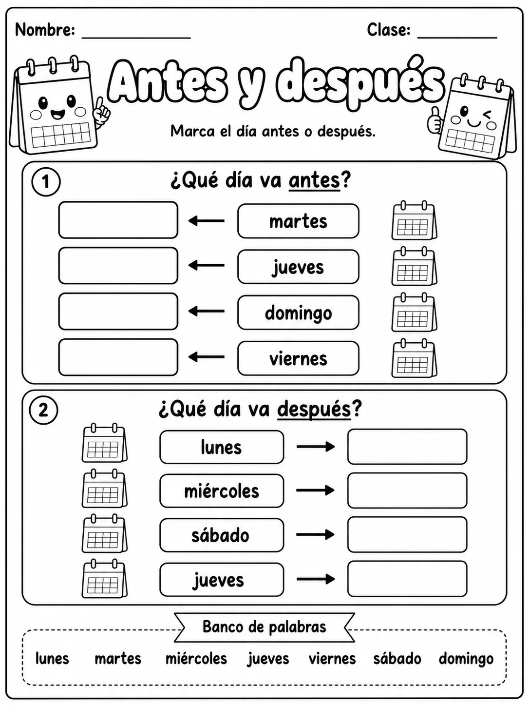 2.º grado - repaso mixto: tiempo y calendario - Paquete de fichas página 8 vista previa imprimible
