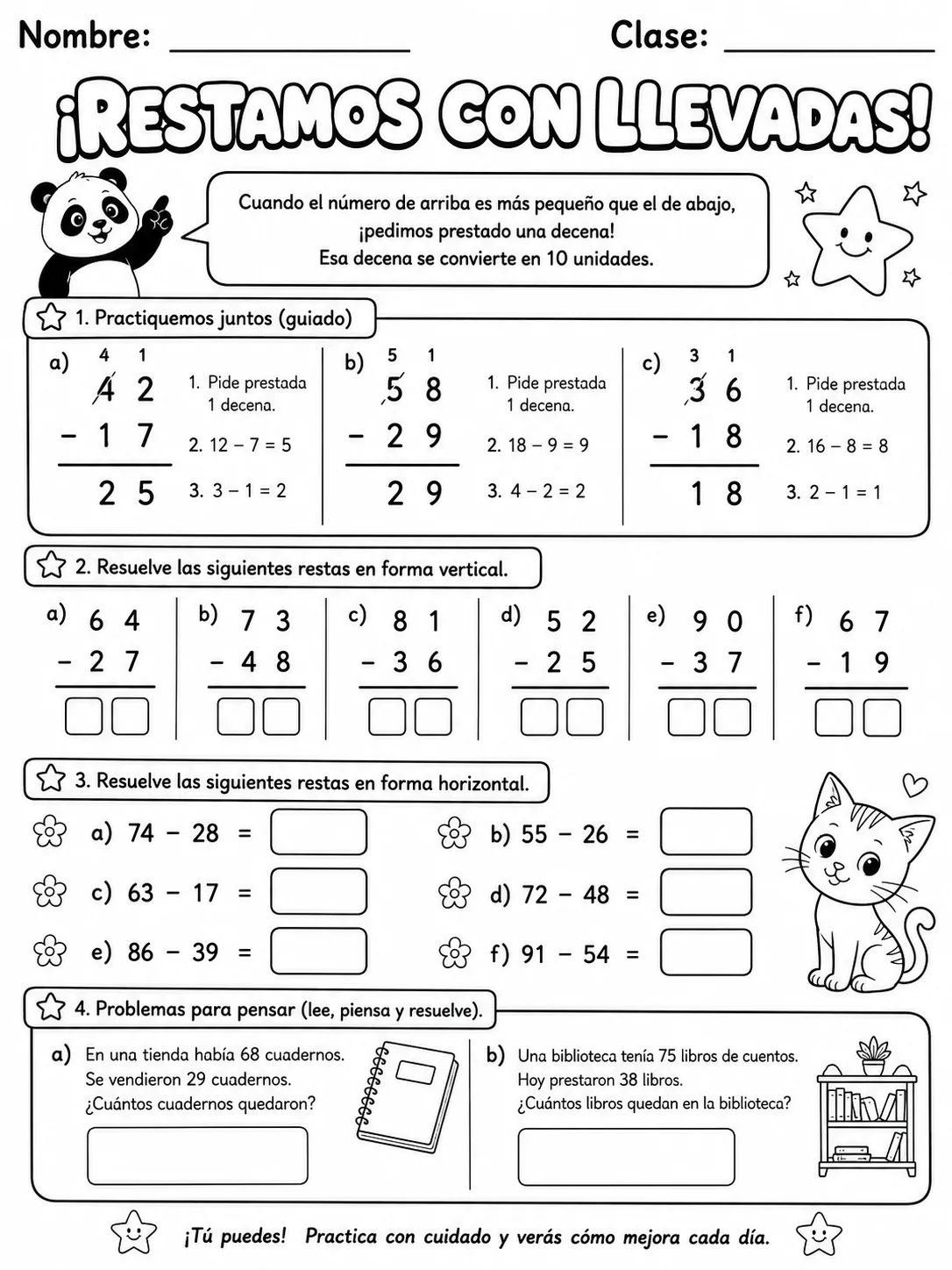 2.º grado - resta - Paquete de fichas página 6 vista previa imprimible