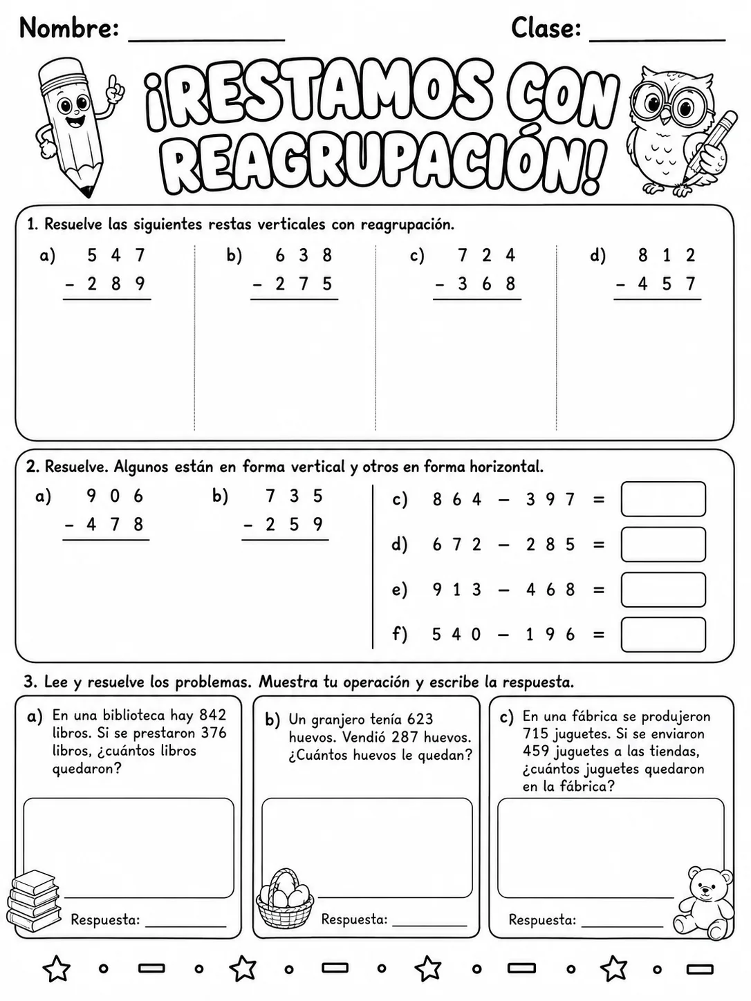 2.º grado - resta - Paquete de fichas página 9 vista previa imprimible