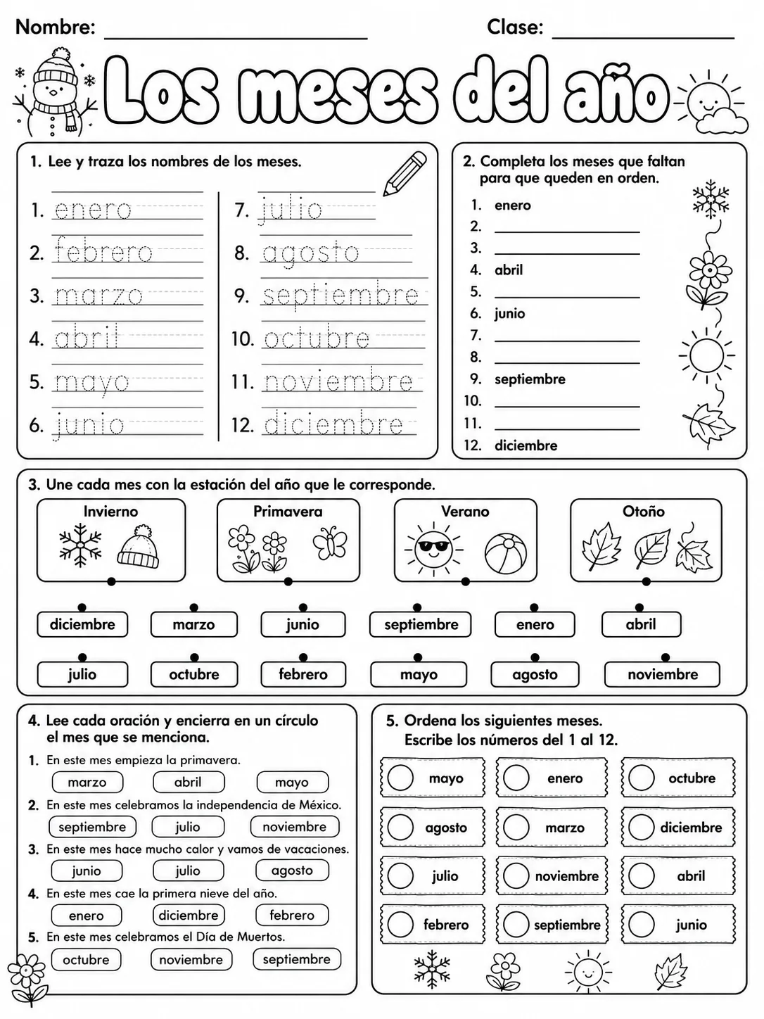 2.º grado - tiempo y calendario - Paquete de fichas página 3 vista previa imprimible