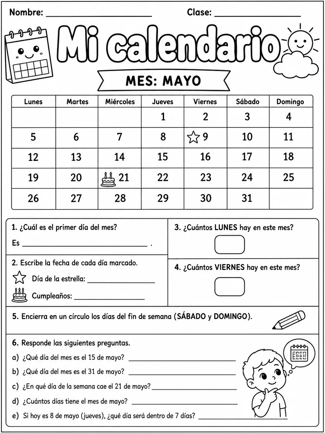 2.º grado - tiempo y calendario - Paquete de fichas página 5 vista previa imprimible