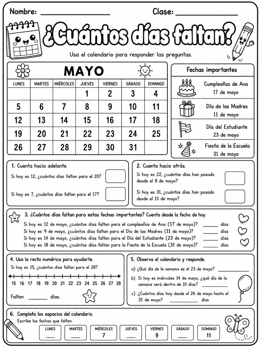 2.º grado - tiempo y calendario - Paquete de fichas página 8 vista previa imprimible
