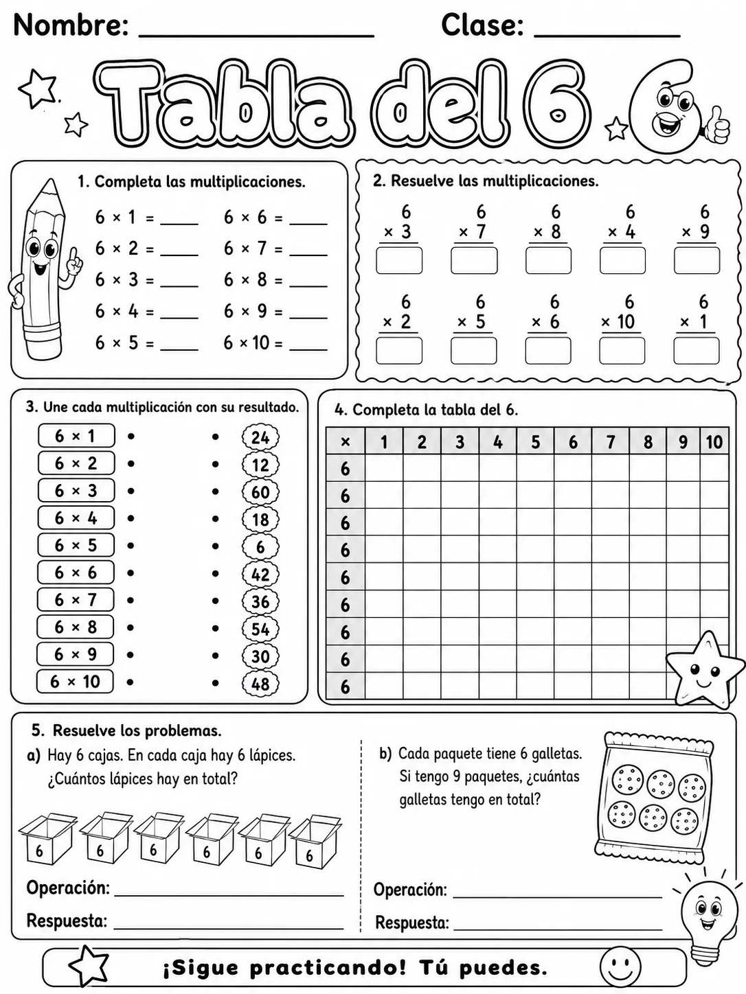 3.º grado - multiplicación y división - Paquete de fichas - Conjunto 2 página 7 vista previa imprimible