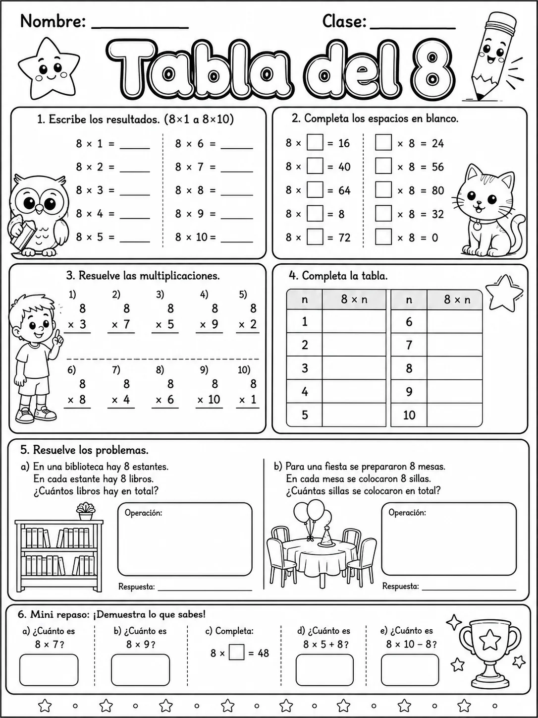 3.º grado - multiplicación y división - Paquete de fichas - Conjunto 2 página 9 vista previa imprimible