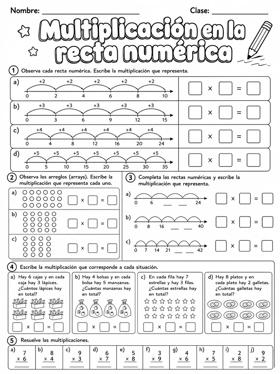 3.º grado - multiplicación y división - Paquete de fichas página 7 vista previa imprimible