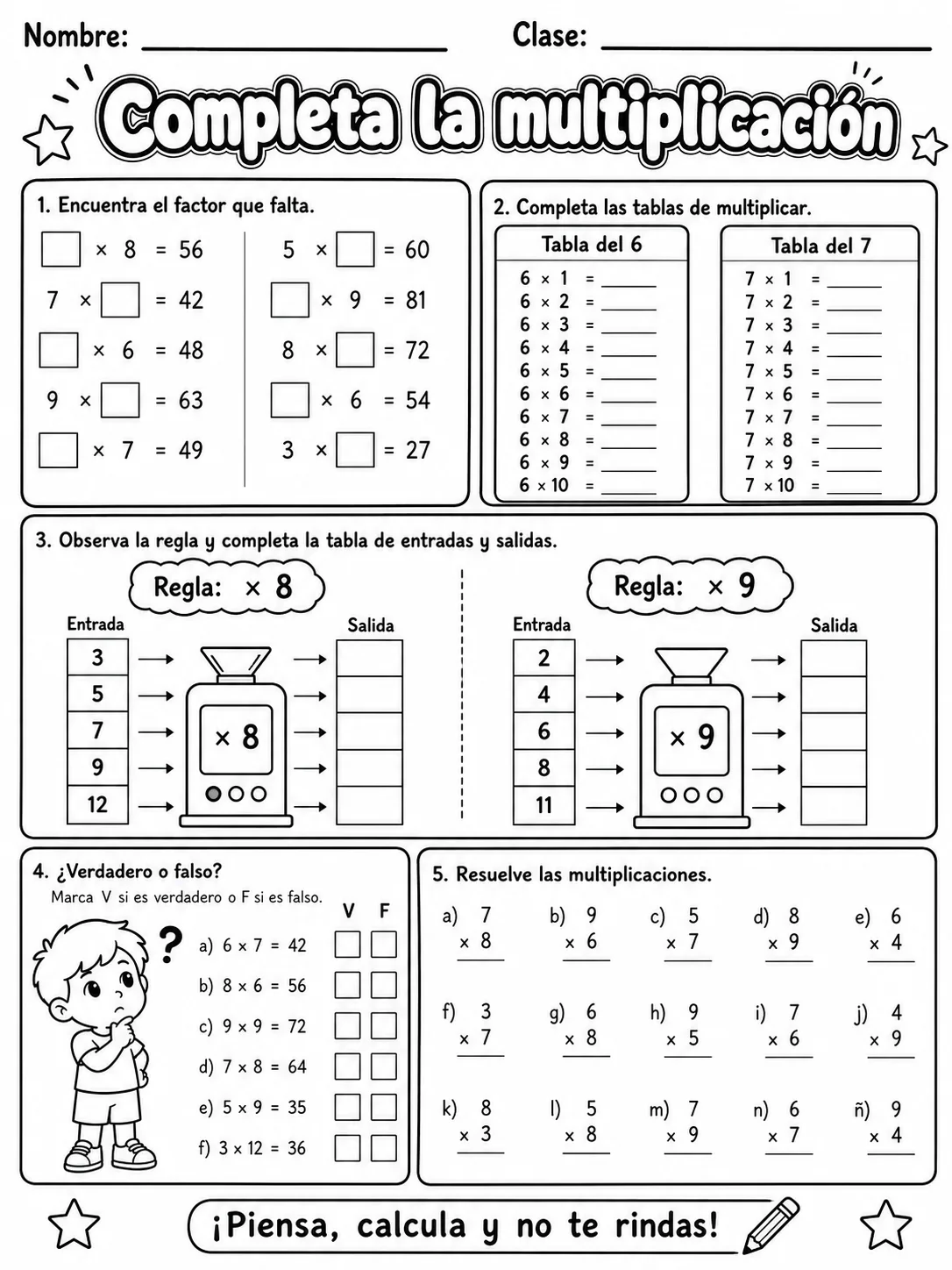 3.º grado - multiplicación y división - Paquete de fichas página 8 vista previa imprimible
