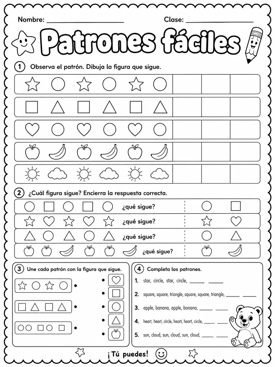3.º grado - patrones y secuencias - Paquete de fichas vista previa imprimible de matemáticas en KiwiBee
