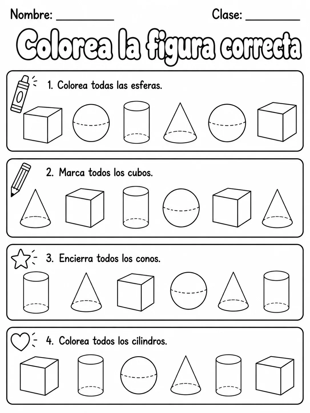 3.º grado - repaso mixto: figuras 3D - Paquete de fichas página 3 vista previa imprimible