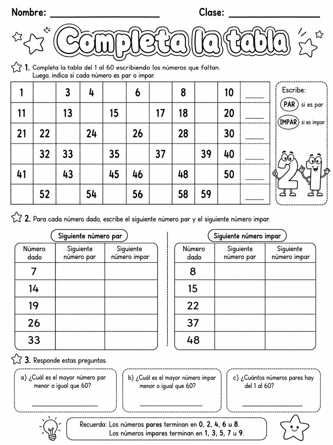 3.º grado - repaso mixto: números y conteo - Paquete de fichas página 6 vista previa imprimible