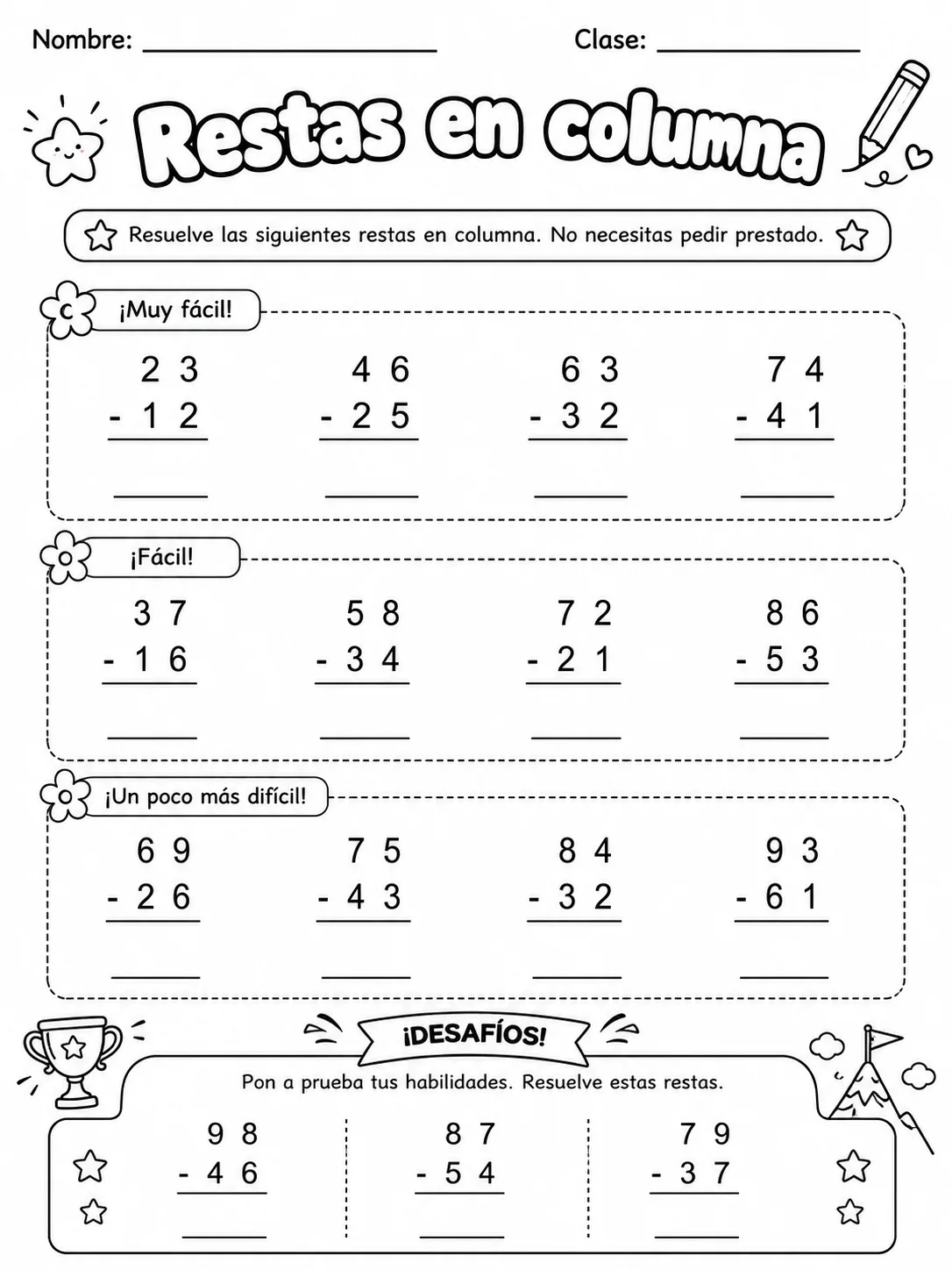 3.º grado - repaso mixto: suma y resta y tiempo y calendario - Paquete de fichas página 2 vista previa imprimible