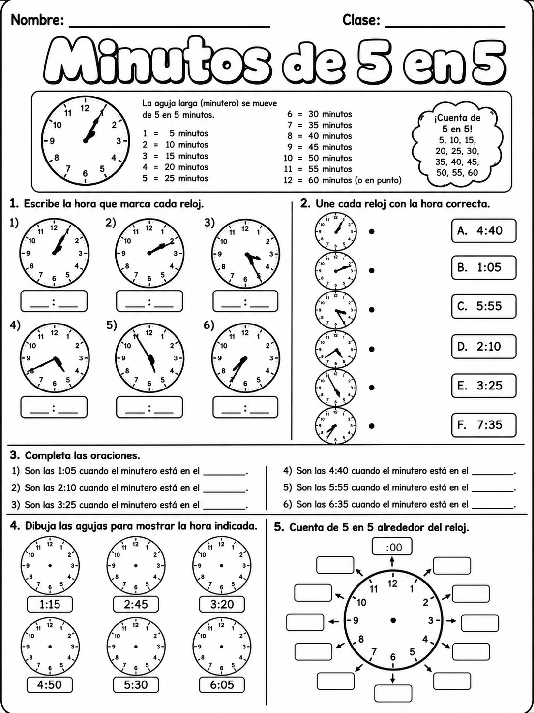 3.º grado - repaso mixto: suma y resta y tiempo y calendario - Paquete de fichas página 7 vista previa imprimible