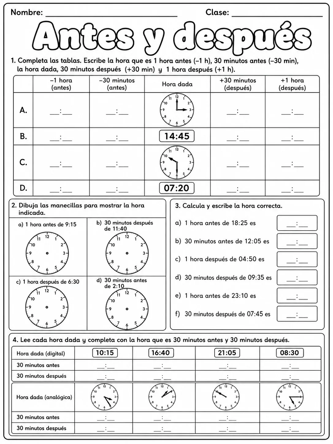 3.º grado - repaso mixto: tiempo y calendario - Paquete de fichas - Conjunto 2 página 8 vista previa imprimible