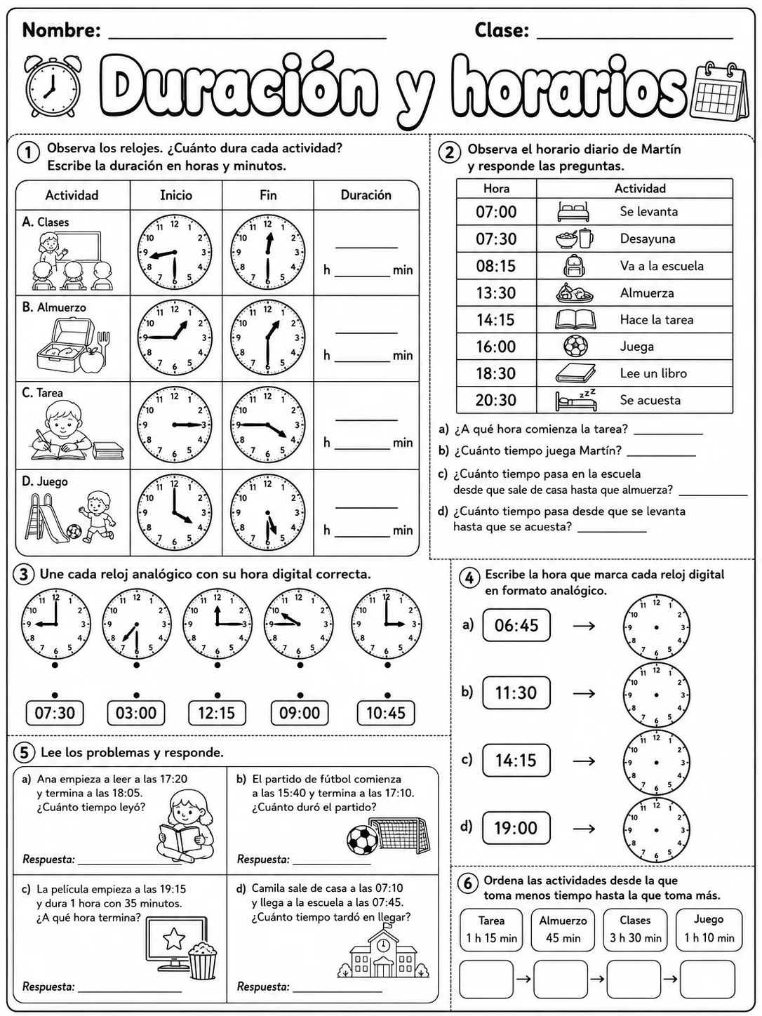 3.º grado - repaso mixto: tiempo y calendario - Paquete de fichas - Conjunto 2 página 9 vista previa imprimible