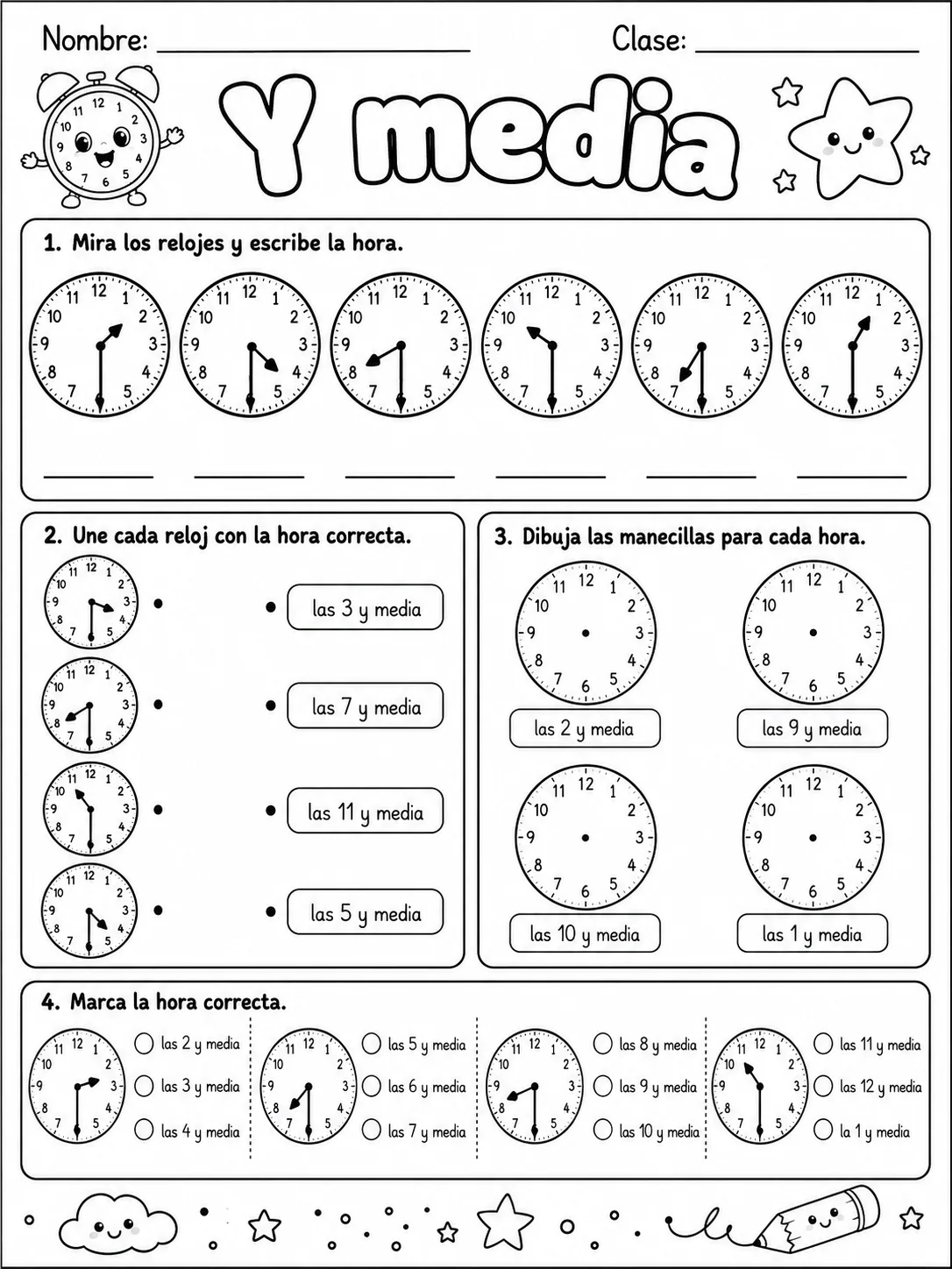 3.º grado - repaso mixto: tiempo y calendario - Paquete de fichas página 2 vista previa imprimible