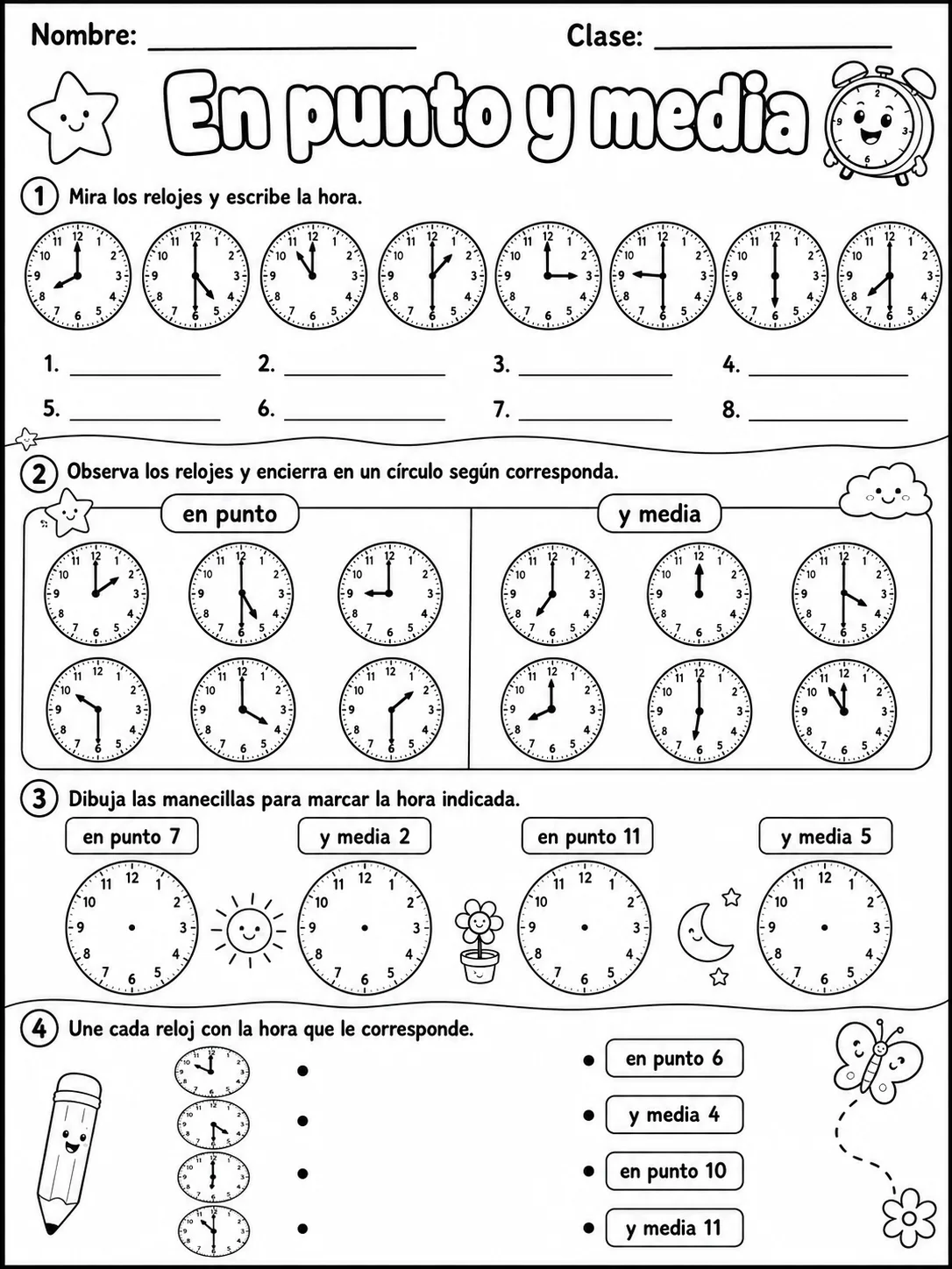 3.º grado - repaso mixto: tiempo y calendario - Paquete de fichas página 3 vista previa imprimible