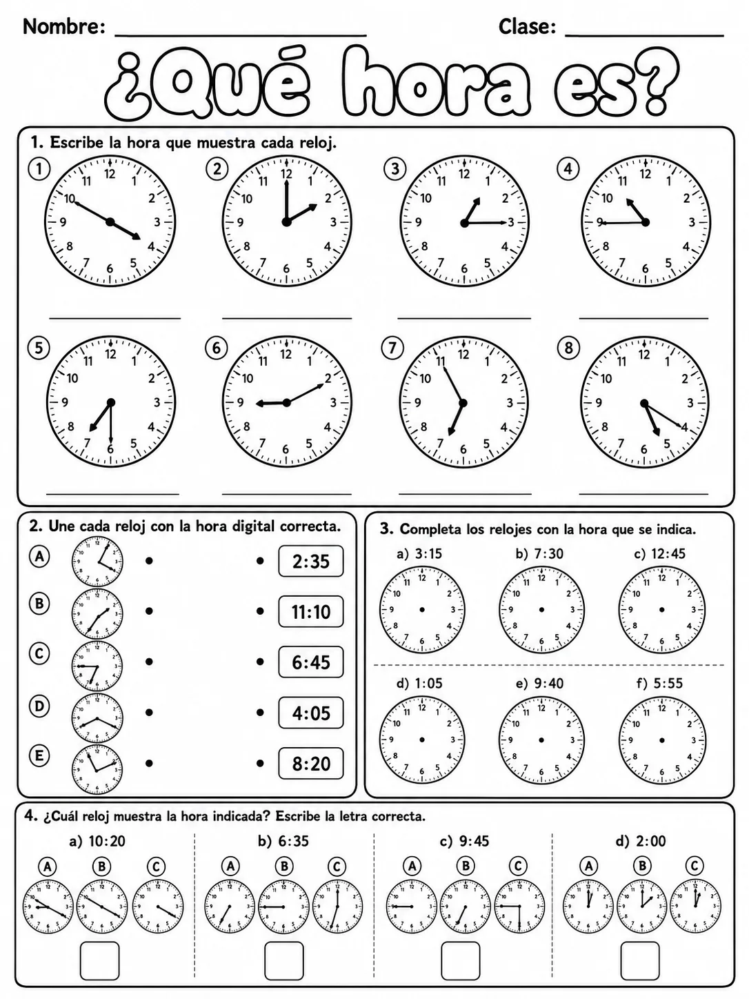 3.º grado - repaso mixto: tiempo y calendario - Paquete de fichas página 5 vista previa imprimible