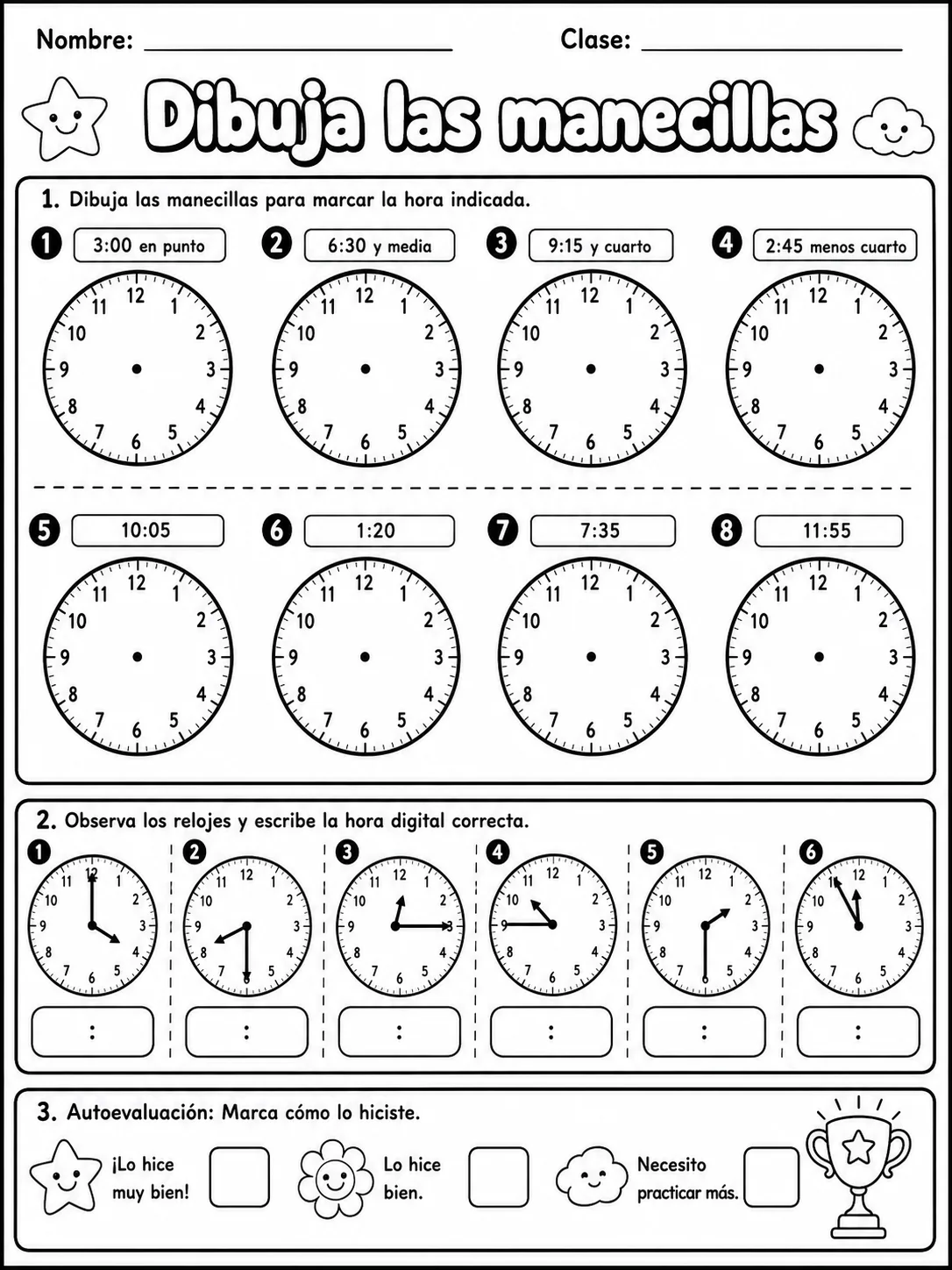 3.º grado - repaso mixto: tiempo y calendario - Paquete de fichas página 6 vista previa imprimible