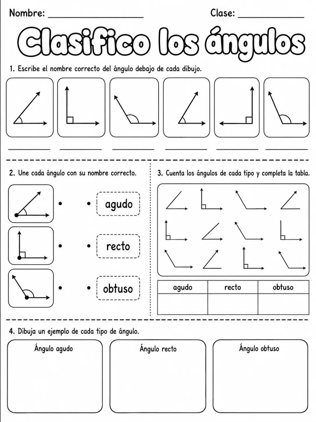 4.º grado - ángulos - Paquete de fichas página 5 vista previa imprimible