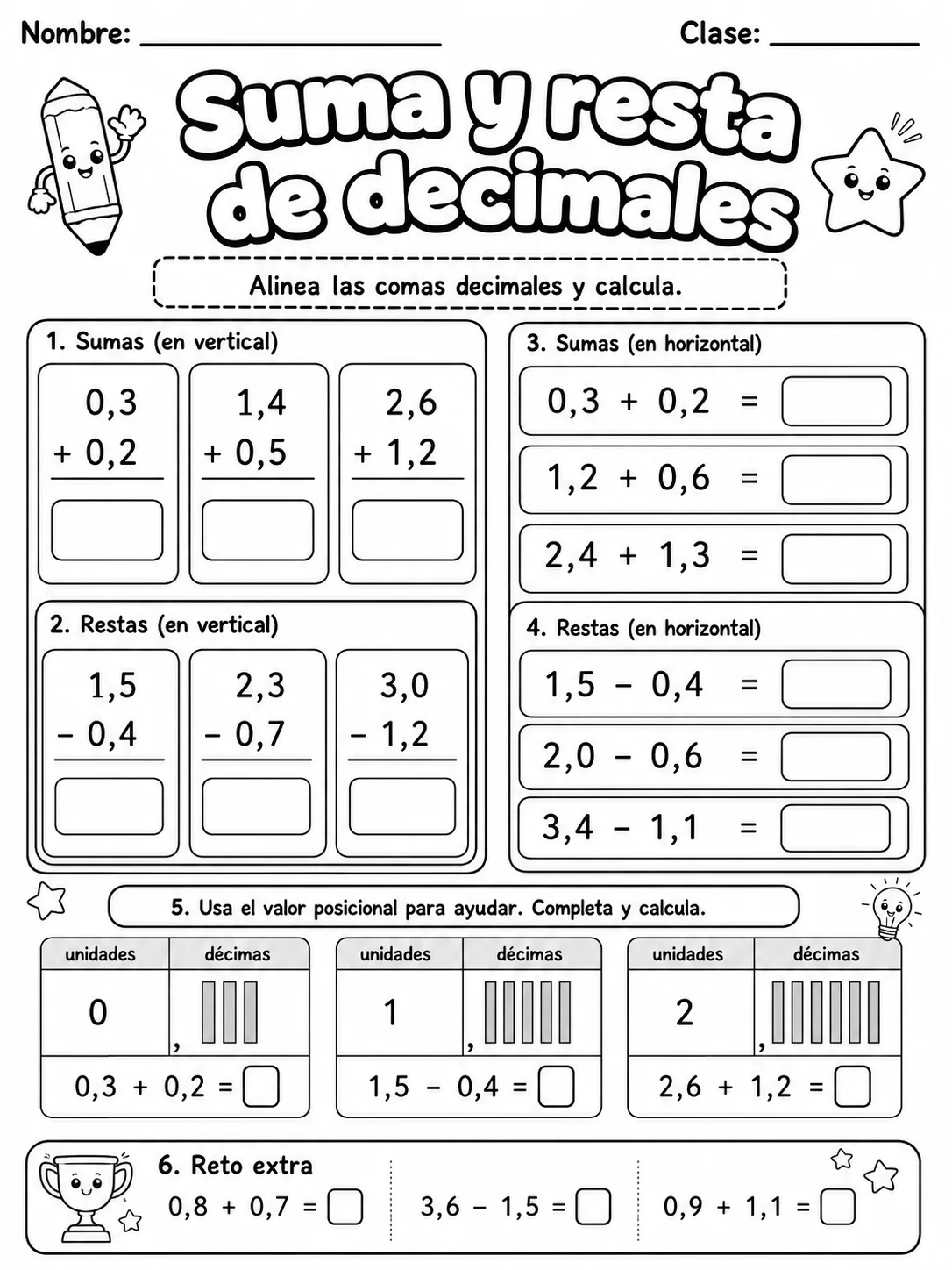 4.º grado - decimales - Paquete de fichas página 8 vista previa imprimible