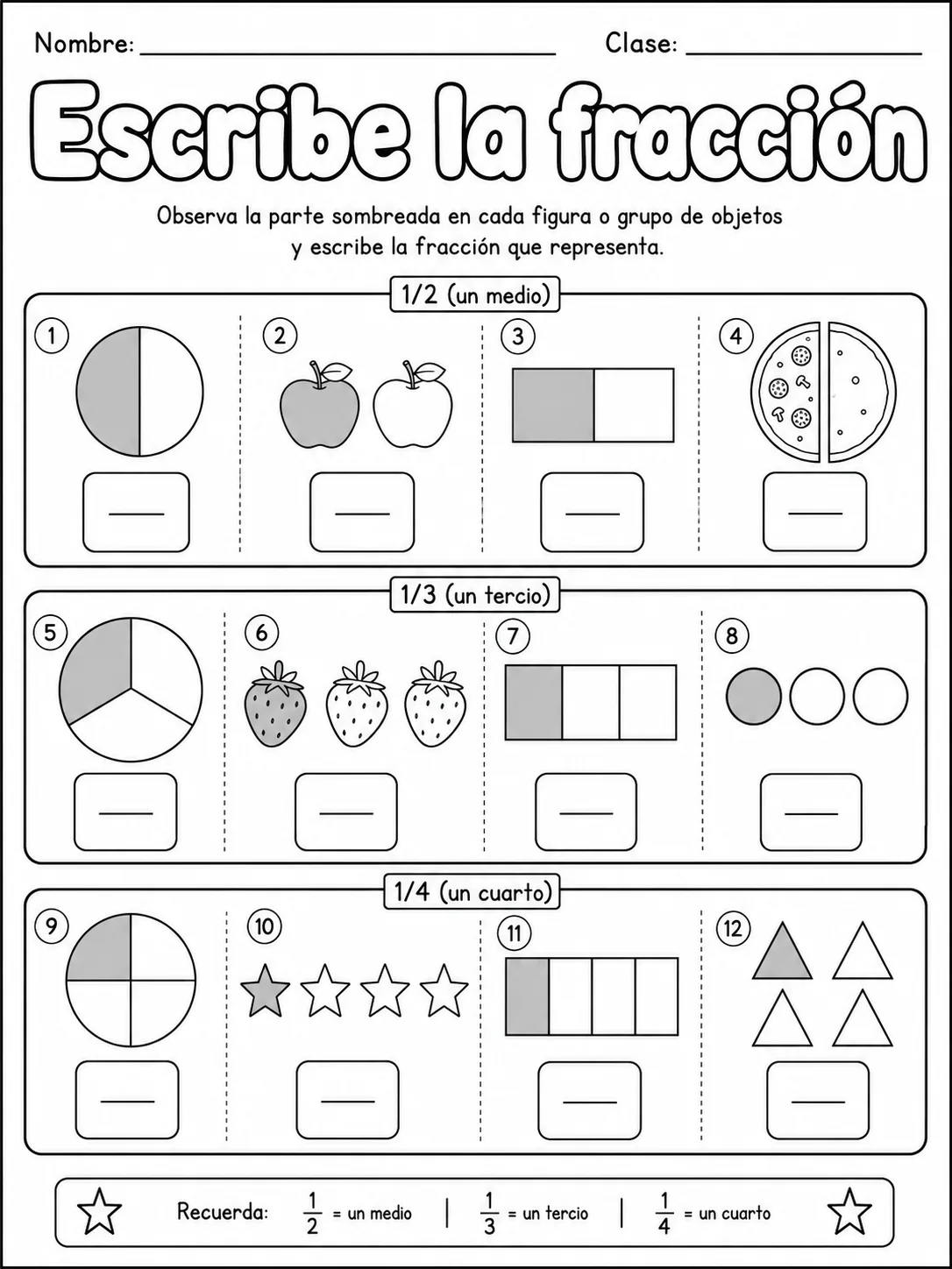 4.º grado - fracciones, mitad y dobles - Paquete de fichas - Conjunto 3 página 6 vista previa imprimible