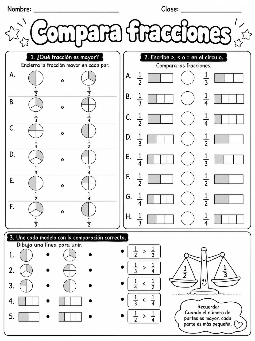 4.º grado - fracciones, mitad y dobles - Paquete de fichas - Conjunto 3 página 9 vista previa imprimible
