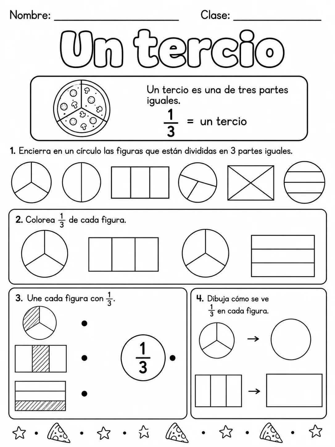 4.º grado - fracciones, mitad y dobles - Paquete de fichas página 2 vista previa imprimible