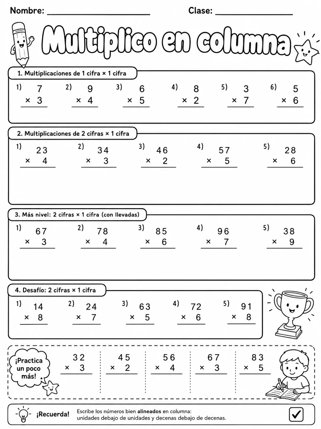 4.º grado - multiplicación y división - Paquete de fichas página 6 vista previa imprimible