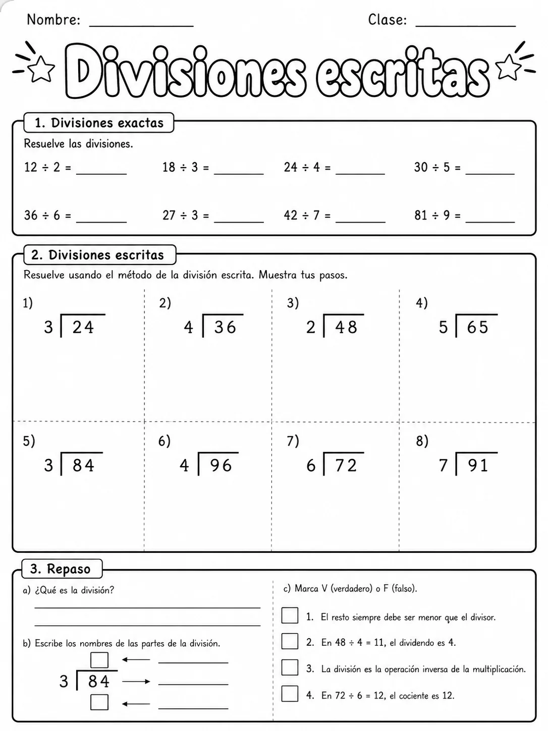4.º grado - multiplicación y división - Paquete de fichas página 8 vista previa imprimible