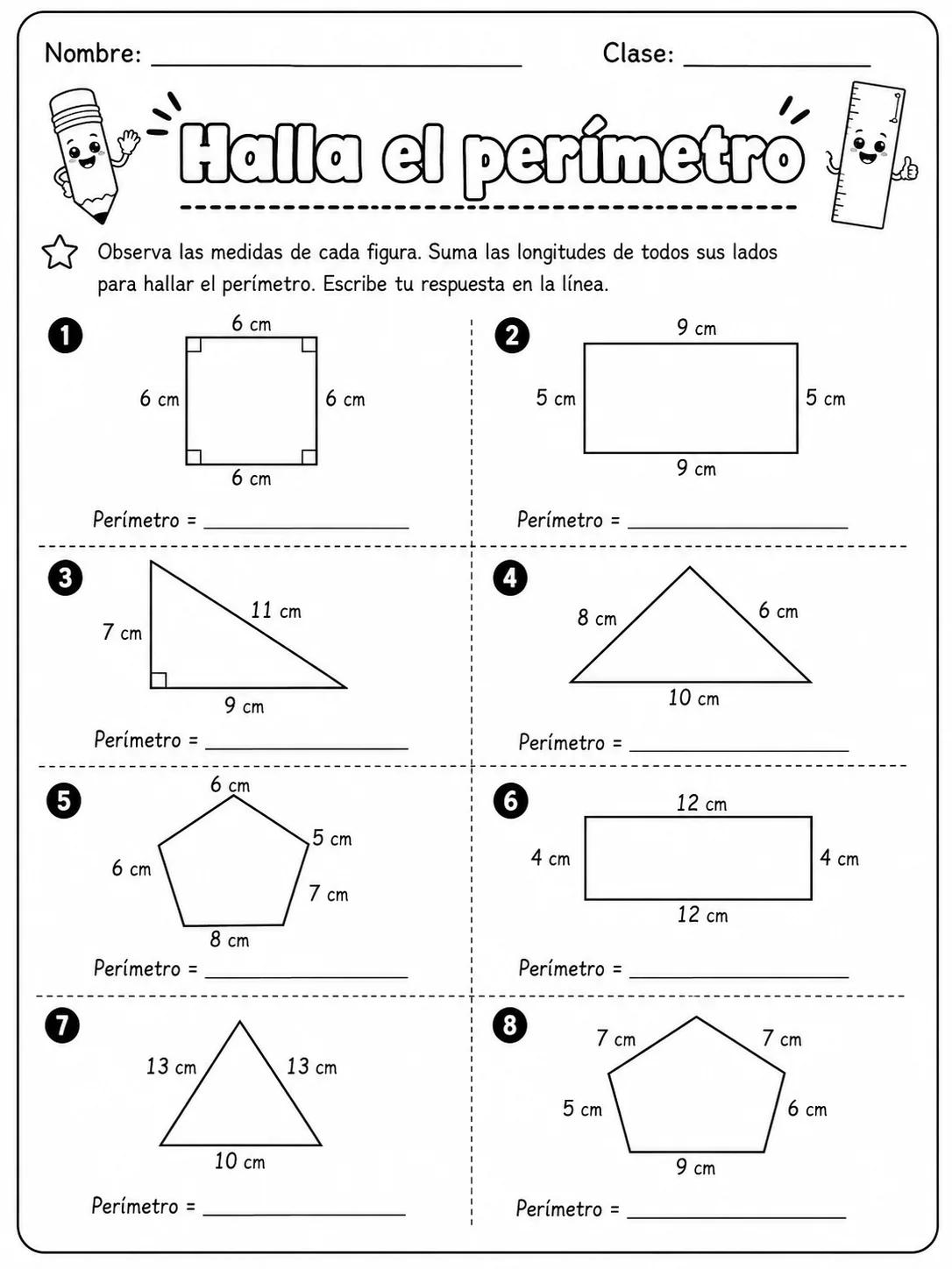 4.º grado - perímetro - Paquete de fichas página 3 vista previa imprimible