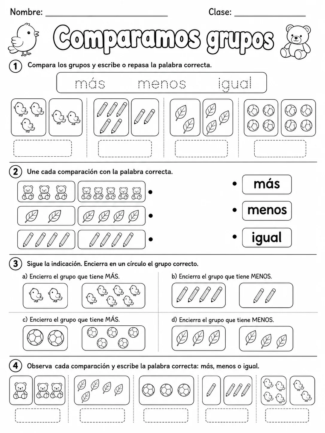 4.º grado - repaso mixto: comparación y orden de números - Paquete de fichas página 5 vista previa imprimible