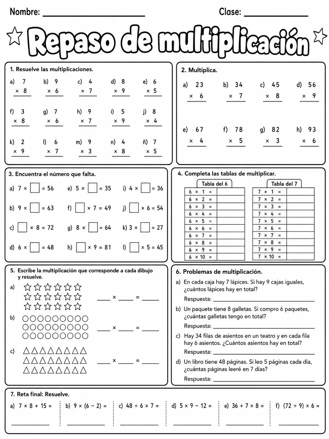 4.º grado - repaso mixto: comparación y orden de números y decimales - Paquete de fichas página 10 vista previa imprimible