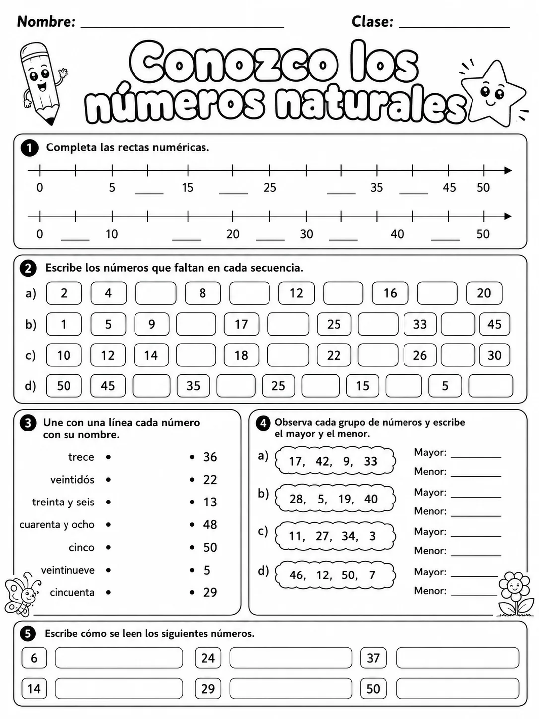 4.º grado - repaso mixto: comparación y orden de números y números, conteo y orden - Paquete de fichas página 2 vista previa imprimible