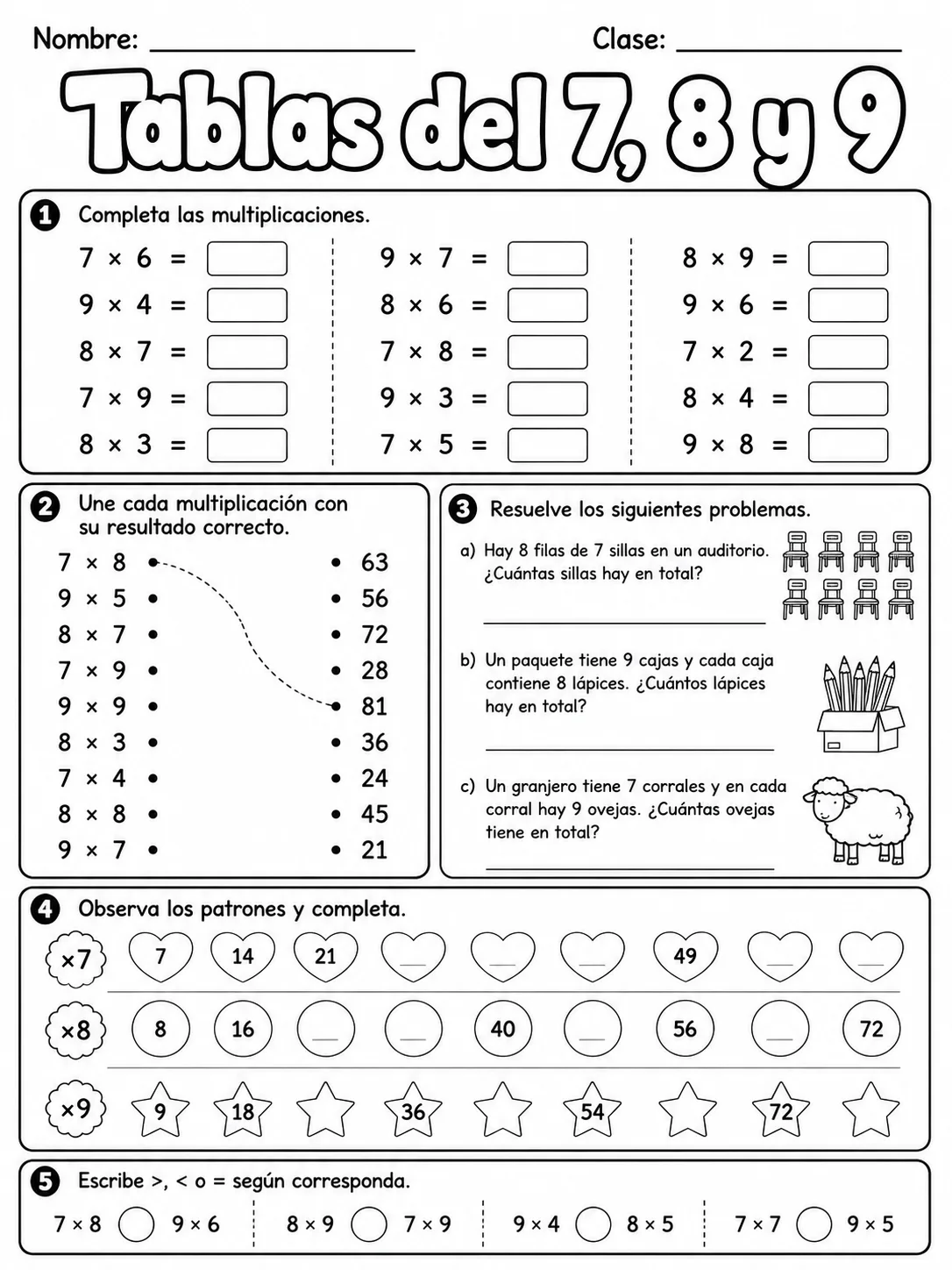 4.º grado - repaso mixto: decimales y multiplicación y división - Paquete de fichas página 6 vista previa imprimible