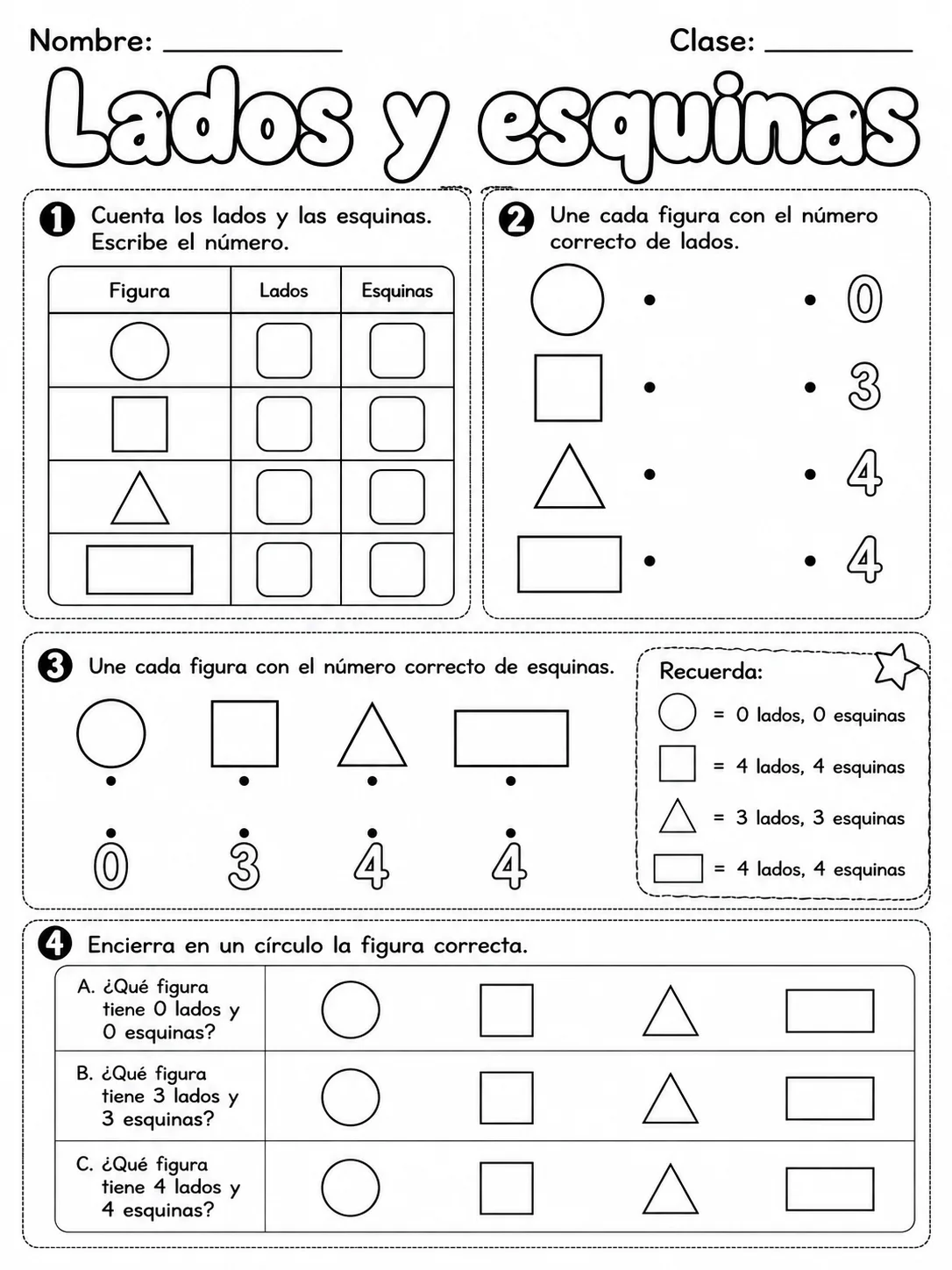 4.º grado - repaso mixto: formas 2D y líneas - Paquete de fichas - Conjunto 3 página 6 vista previa imprimible