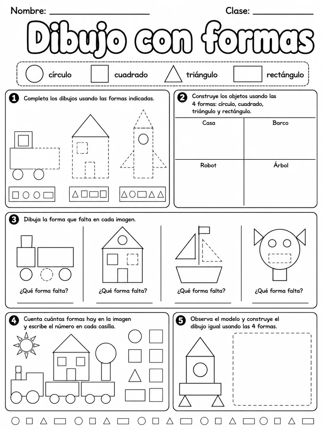 4.º grado - repaso mixto: formas 2D y líneas - Paquete de fichas - Conjunto 3 página 7 vista previa imprimible