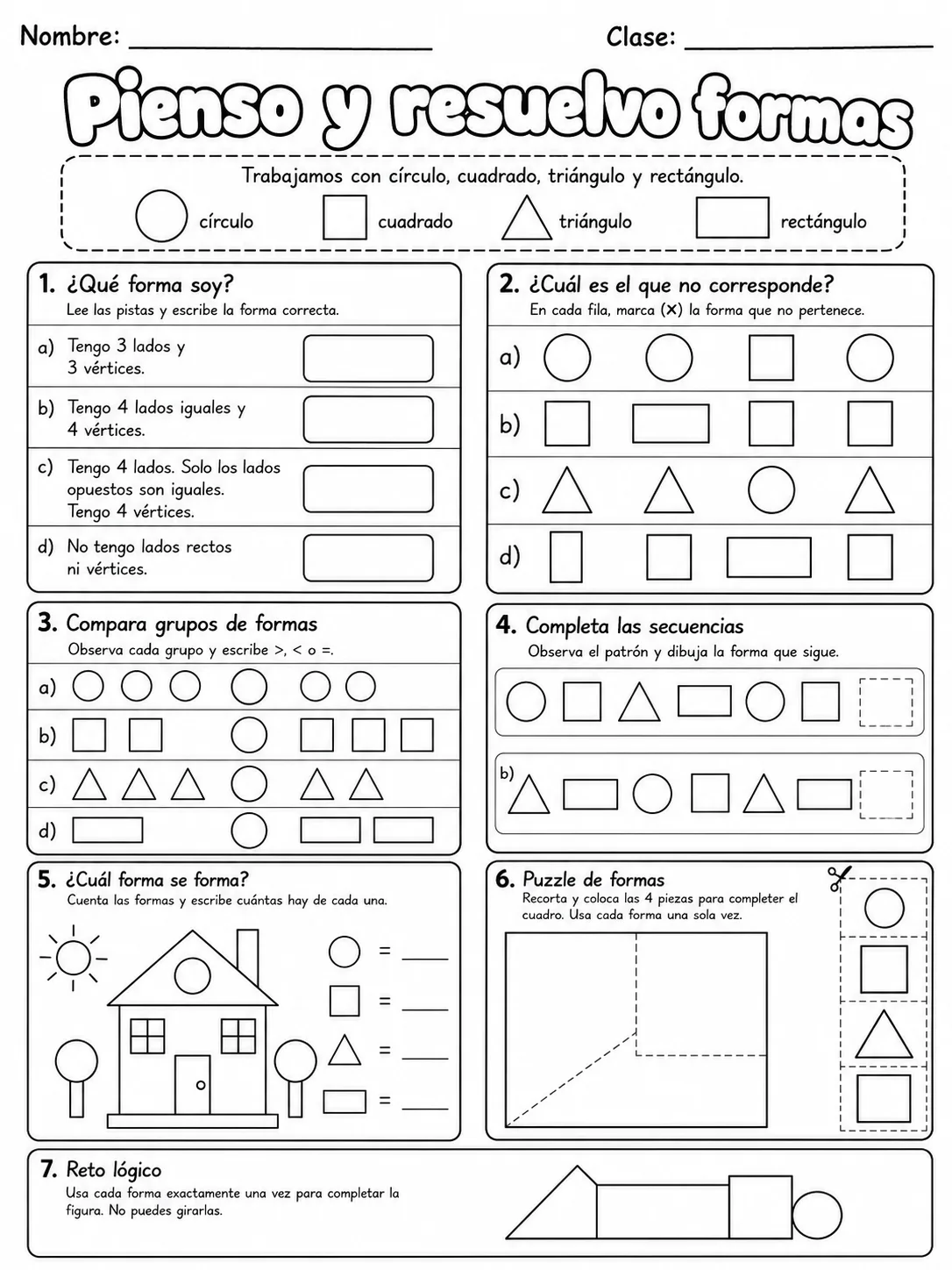 4.º grado - repaso mixto: formas 2D y líneas - Paquete de fichas - Conjunto 3 página 9 vista previa imprimible