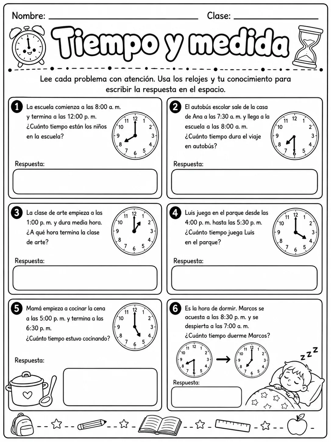 4.º grado - repaso mixto: medidas de longitud, masa y capacidad y patrones y secuencias - Paquete de fichas página 4 vista previa imprimible